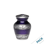 Load image into Gallery viewer, SOULURNS Purple Keepsake Urns for Human Ashes Set of 10 - Mini Cremation Urns 3.25" Small Urns with Velvet Cases, Handcrafted Metal Sharing Memorial Urns for Male & Female, Token Burial Urn (3 Cubic Inches)