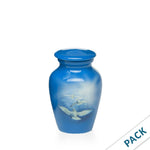 Load image into Gallery viewer, Mini Keepsake Cremation Urns – Blue Dove Design, Pack of 10, 3 Cu. In, Bulk Funeral Supply