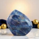 Load image into Gallery viewer, SOULURNS Blue Sapphire Marble Teardrop Cremation Urn for Human Ashes – Elegant Gold Vein Adult Funeral Urn, Handcrafted Decorative Memorial Keepsake for Men & Women