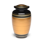 Load image into Gallery viewer, SOULURNS Black and Gold Cremation Urns for Human Ashes Adult Male Female – 200 Cu.In Large Handcrafted Brass Memorial Funeral Urn for Ashes with Secure Threaded Lid