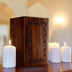 Load image into Gallery viewer, Border Engraved Solid Rosewood Cremation Urn for Human Ashes — Adult & Memorial Sizes