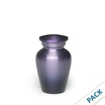 Load image into Gallery viewer, Brass Matte Purple Cremation Urn, Small Memorial Urn, 3 Cu.In, Pack of 10
