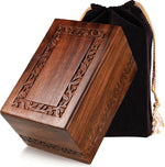 Load image into Gallery viewer, Border Engraved Solid Rosewood Cremation Urn for Human Ashes — Adult & Memorial Sizes