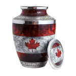 Load image into Gallery viewer, Canadian Flag Cremation Urn for Human Ashes – Aluminium Memorial Urn with Velvet Bag, Holds 200 Cu In