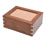 Load image into Gallery viewer, SOULURNS Rosewood Cremation Urn with Picture Frame – Wooden Memorial Box for Human Ashes, Handcrafted Brass Corner Urn, Adult Size 165 Cu In, Case of 6