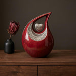 Load image into Gallery viewer, SOULURNS Adult Cremation Urn for Human Ashes – Large Aluminum Urn, Crimson Enamel with Silver Embossed Design, Holds Up to 200 lbs, Memorial Urn for Men & Women, Funeral Urn 2 Liter Capacity