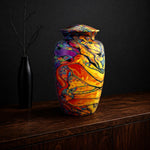 Load image into Gallery viewer, SOULURNS Vibrant Tie-Dye Artistic Cremation Urn – Colorful Modern Memorial Urn for Adult Human Ashes