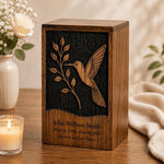 Load image into Gallery viewer, Humming Bird Urn for Mom, Personalized Wooden box for Human Ashes, Celebration of Life Cremation