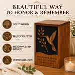 Load image into Gallery viewer, Humming Bird Urn for Mom, Personalized Wooden box for Human Ashes, Celebration of Life Cremation