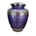 Load image into Gallery viewer, SOULURNS Purple Cremation Urn for Human Ashes Adult – Large 3.5L Memorial Urn, Engraved Silver Band, Elegant Enamel Finish, Funeral Urn for Ashes Men Women, Fits Up to 97 kg, with Velvet Pouch