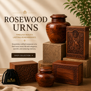 Rosewood urns collection featuring handcrafted wooden cremation urns for ashes, made from premium rosewood with elegant memorial designs.
