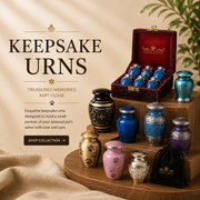 Keepsake urns collection featuring handcrafted memorial urns designed to hold a small portion of ashes as a lasting tribute to loved ones.