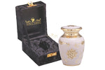 Load image into Gallery viewer, Handcrafted Floral Gold Keepsake Urn with Gold Accents Cherish the Memory of a Loved One
