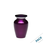 Load image into Gallery viewer, SOULURNS Purple Keepsake Urns for Human Ashes Set of 10 - Mini Cremation Urns 2.5" Small Brass Urns with Velvet Cases, Minimalist Metal Sharing Memorial Urns for Male &amp; Female, Token Burial Urn (3 Cubic Inches)