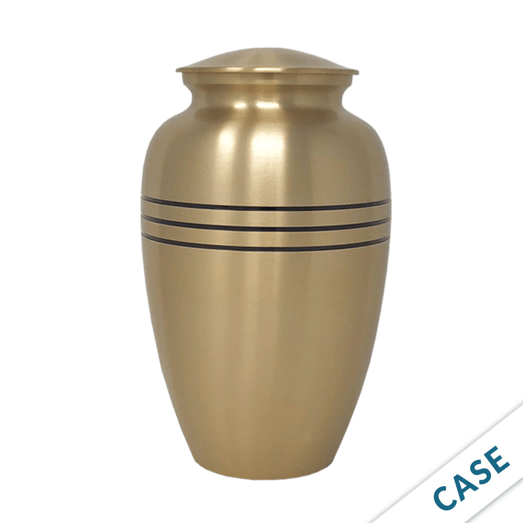 SOULURNS Classic Brass Cremation Urn for Human Ashes Adult Male Female - Large 10.5" Gold Funeral Memorial Urn, 200 Cubic Inches