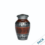 Load image into Gallery viewer, SOULURNS Brown Keepsake Urns for Human Ashes Set of 10 - Mini Cremation Urns 3.25" Small Bronze &amp; Silver Token Urn, Handcrafted Metal Sharing Memorial Urns for Male &amp; Female with Velvet Bags (3 Cubic Inches)