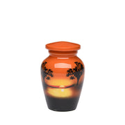 Brass Mini Keepsake Urn for Human Ashes – Sunset Memorial Cremation Urn with Tree of Life Landscape, Memorial Gift, 3 Cu.In  , Pack of 10