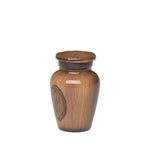 Load image into Gallery viewer, SOULURNS Mini Keepsake Urn for Human Ashes - Small Cremation Urn with Teak Wood Grain Finish, Token Memorial Urn for Dog &amp; Cat Pet Ashes, 3 Cu.In