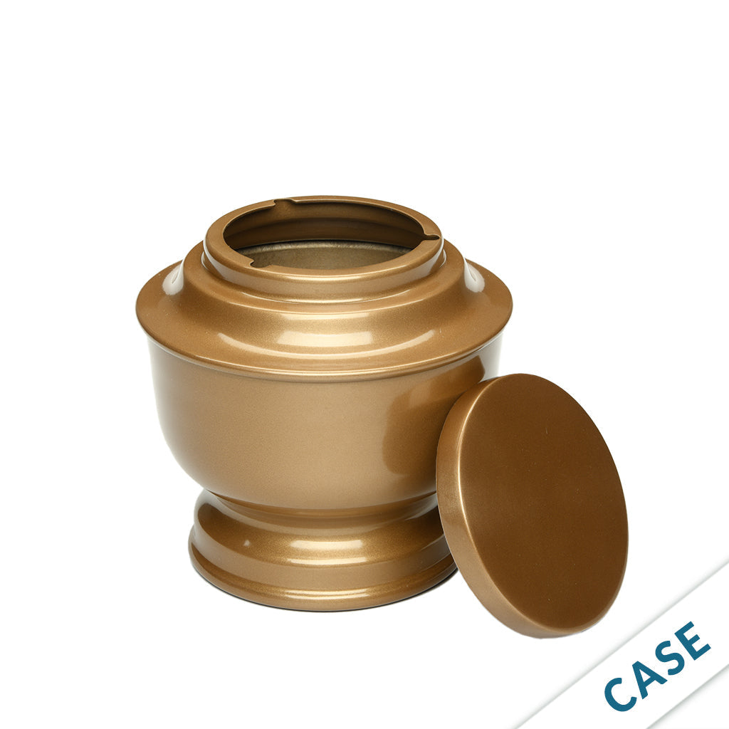 SOULURNS Gold Cremation Urns for Human Ashes Adult Set of 6 – 190 Cu.In Medium Large Bronze Metal Funeral Memorial Urn for Ashes with Secure Threaded Lid