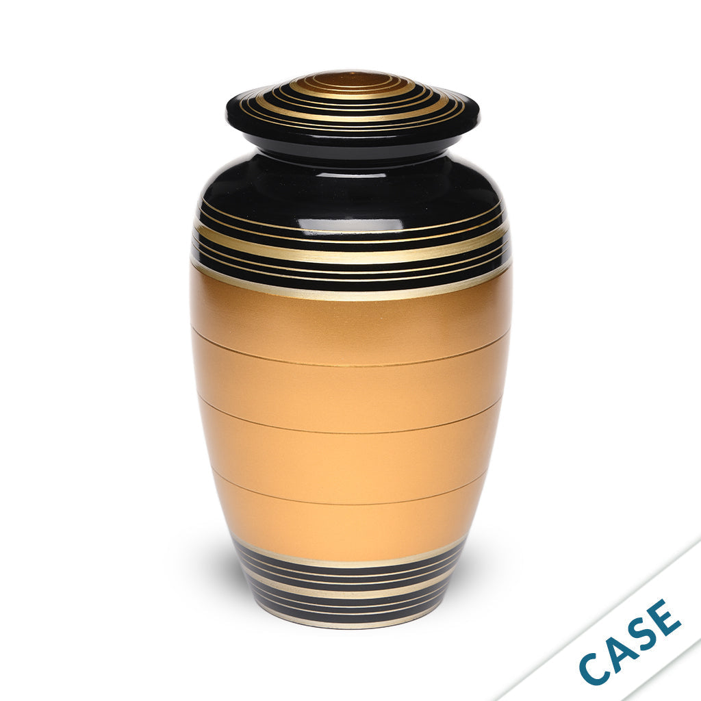 SOULURNS Black and Gold Cremation Urns for Human Ashes Adult Male Female – 200 Cu.In Large Handcrafted Brass Memorial Funeral Urn for Ashes with Secure Threaded Lid