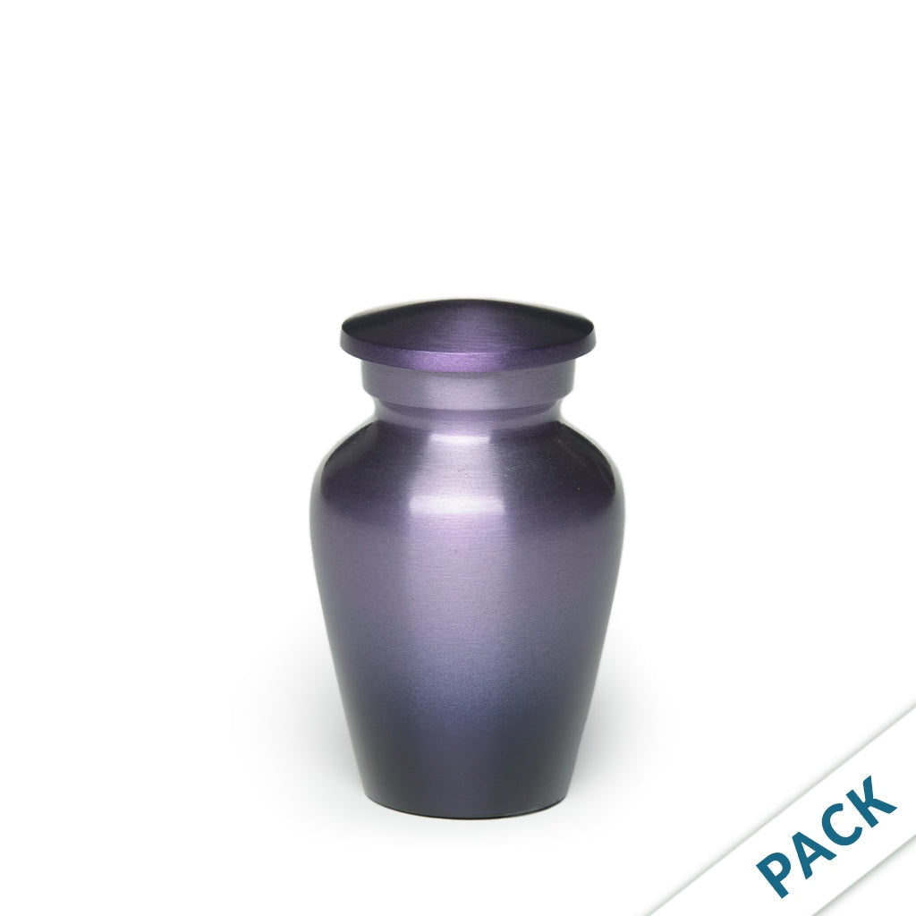 Brass Matte Purple Cremation Urn, Small Memorial Urn, 3 Cu.In, Pack of 10