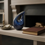 Load image into Gallery viewer, SOULURNS Teardrop Keepsake Cremation Urn – Small Memorial Urn for a Portion of Ashes, Blue Enamel with Silver Embossed Detail, 40ml