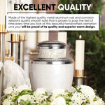 Load image into Gallery viewer, SOULURNS Pearl White Cremation Urn for Human Ashes – Elegant Scalloped Enamel Urn with Embossed Band, Large Adult Funeral Urn