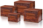 Load image into Gallery viewer, SOULURNS Rosewood Cremation Urns for Human Ashes Adult Keepsake Box Case of 16 – 85 Cu.In Hand Carved Small Wooden Pet Infant Funeral Memorial Urn with Sliding Base
