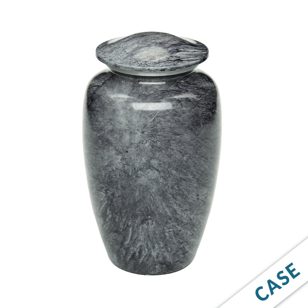 SOULURNS Grey Marble Cremation Urns for Human Ashes Adult Set of 4 – 220 Cu.In Large Natural Stone Style Memorial Funeral Urn with Secure Threaded Lid