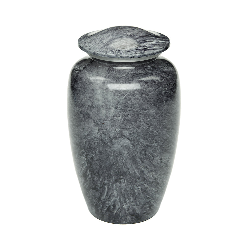 SOULURNS Grey Marble Cremation Urns for Human Ashes Adult Set of 4 – 220 Cu.In Large Natural Stone Style Memorial Funeral Urn with Secure Threaded Lid
