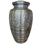 Load image into Gallery viewer, SOULURNS Pewter Brass Cremation Urn for Human Ashes – Hand-Etched Gold Inlay Engraved Urn, Large Adult Funeral Urn for Men