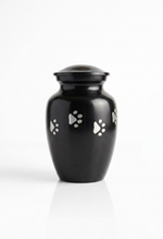 Load image into Gallery viewer, Grey Pet Cremation Urn with Paw Print – Aluminium Memorial Urn for Dogs &amp; Cats | Multiple Sizes