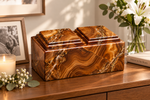 Load image into Gallery viewer, Companion Urn with Luxury Marble-Look Finish – Premium Wooden Cremation Urn for Ashes