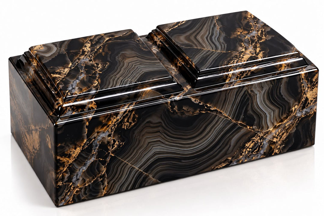 Companion Cremation Urn – Luxury Marble-Look Wooden Memorial Urn for Two