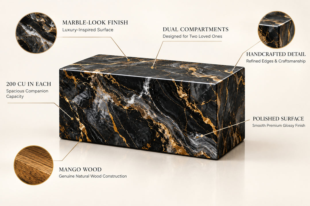 Companion Cremation Urn for Two – Premium Wooden Memorial Urn