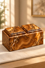 Load image into Gallery viewer, Companion Urn with Luxury Marble-Look Finish – Premium Wooden Cremation Urn for Ashes