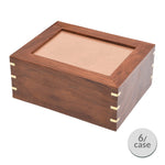 Load image into Gallery viewer, SOULURNS Rosewood Cremation Urn with Picture Frame – Wooden Memorial Box for Human Ashes, Handcrafted Brass Corner Urn, Adult Size 165 Cu In, Case of 6