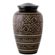 Black Radiance brass cremation urn front view
