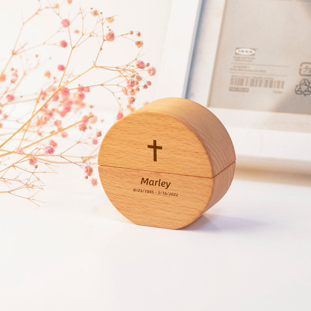 Engraved Beech Wood Keepsake Urn for Human & Pet Ashes | Personalized Memorial, Sympathy Gift