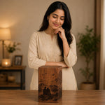 Load image into Gallery viewer, Personalized Couple Memorial Urn for Ashes, Handmade Wooden Cremation Urn, Mountain Lake Keepsake Box
