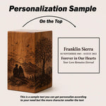 Load image into Gallery viewer, Personalized Couple Memorial Urn for Ashes, Handmade Wooden Cremation Urn, Mountain Lake Keepsake Box
