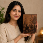 Load image into Gallery viewer, Personalized Couple Memorial Urn for Ashes, Handmade Wooden Cremation Urn, Mountain Lake Keepsake Box