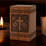 Load image into Gallery viewer, Personalized Wooden Urn for Human Ashes, Christian Cross Memorial Urn, Handmade Wooden Cremation Urn, Funeral Keepsake, Sympathy Gift