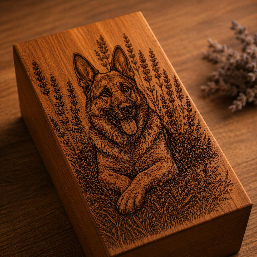 Custom Photo Engraved Wooden Cremation Urn for Human & Pet Ashes, Personalized Rosewood Memorial Box
