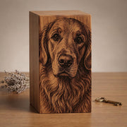 Custom Photo Engraved Wooden Cremation Urn for Human & Pet Ashes, Personalized Rosewood Memorial Box