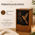 Load image into Gallery viewer, Humming Bird Urn for Mom, Personalized Wooden box for Human Ashes, Celebration of Life Cremation