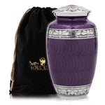 Load image into Gallery viewer, Purple Urn With Silver Bands Adult Cremation Urns For Human Ashes With Ve
